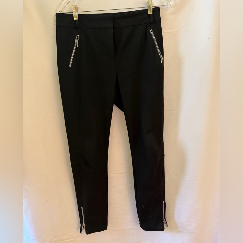 Veronica Beard Ash Seamed Ankle Zip Black Pant